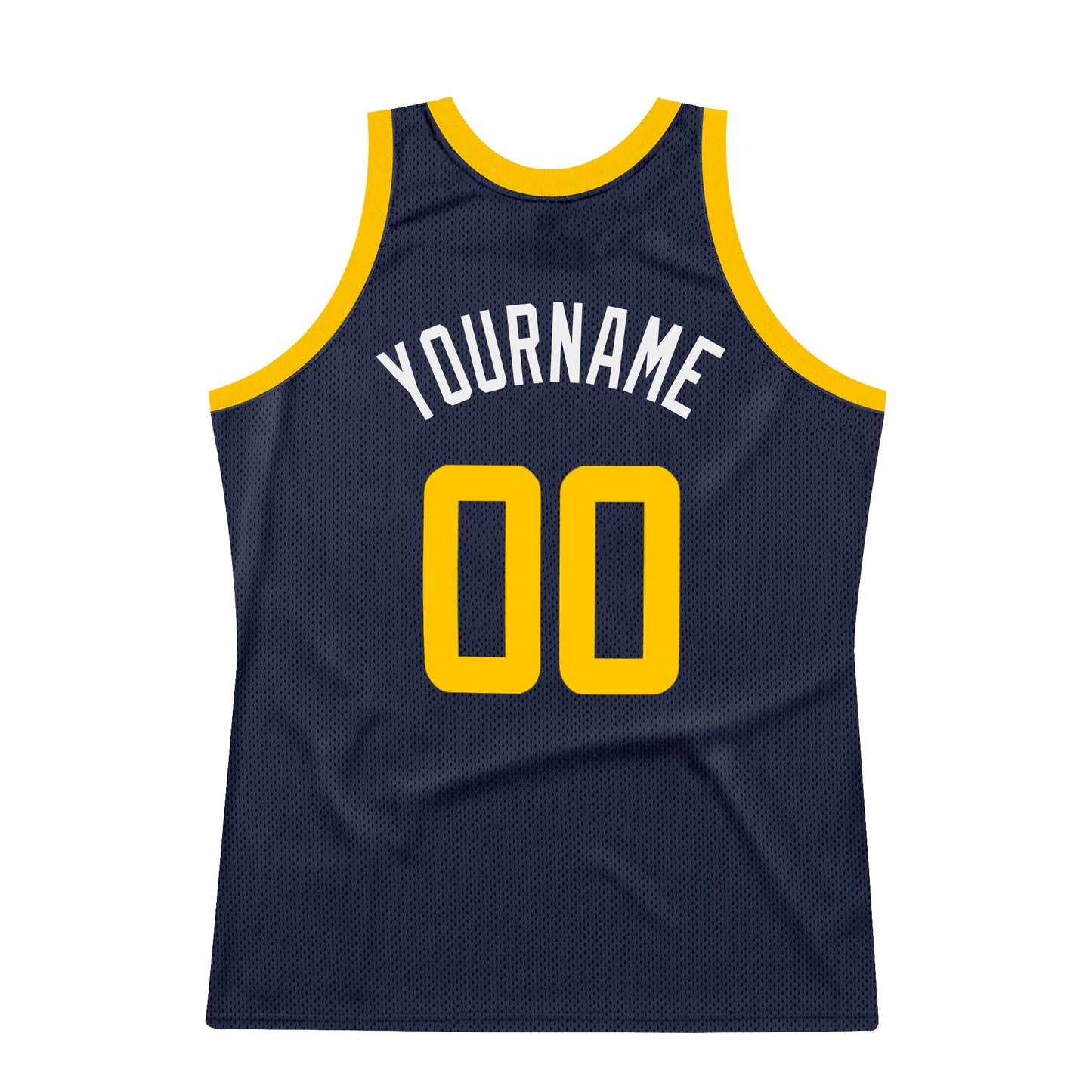 Custom Navy Gold-White Authentic Throwback Basketball Jersey - Sky-Custom