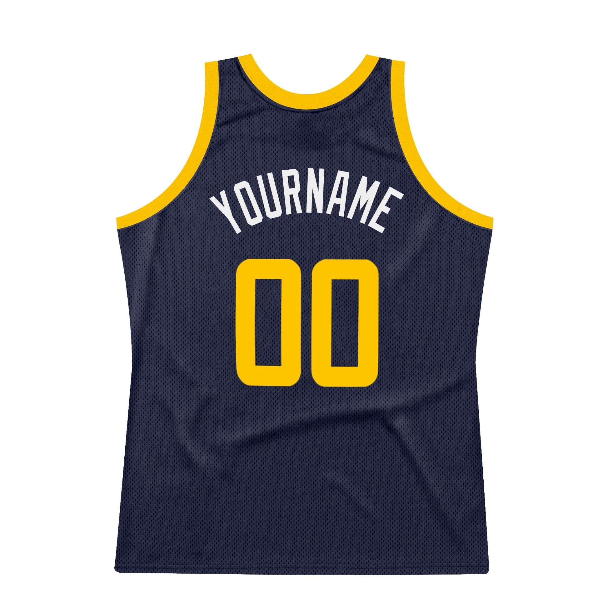 Custom Navy Gold-White Authentic Throwback Basketball Jersey - Sky-Custom