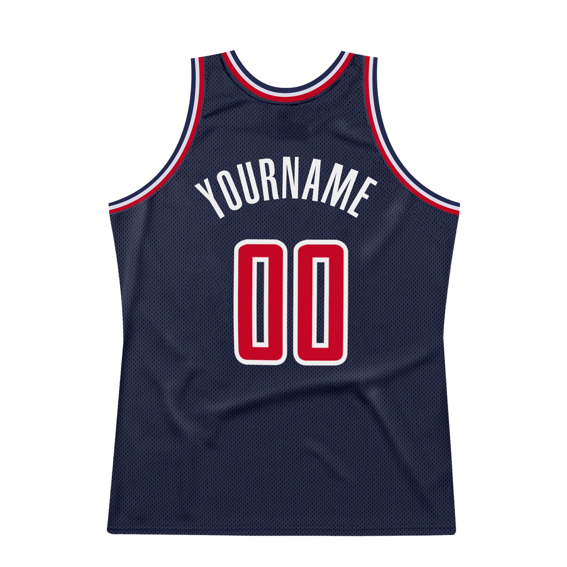 Custom Navy Red-White Authentic Throwback Basketball Jersey - Sky-Custom