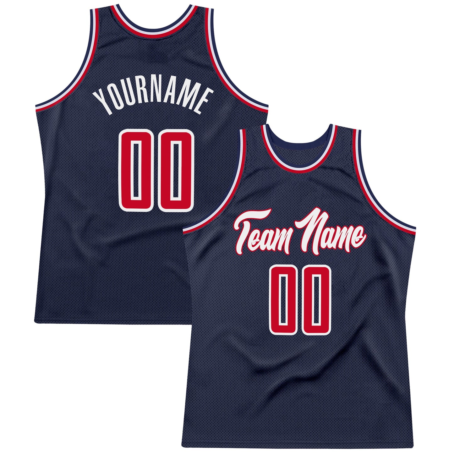 Custom Navy Red-White Authentic Throwback Basketball Jersey - Sky-Custom