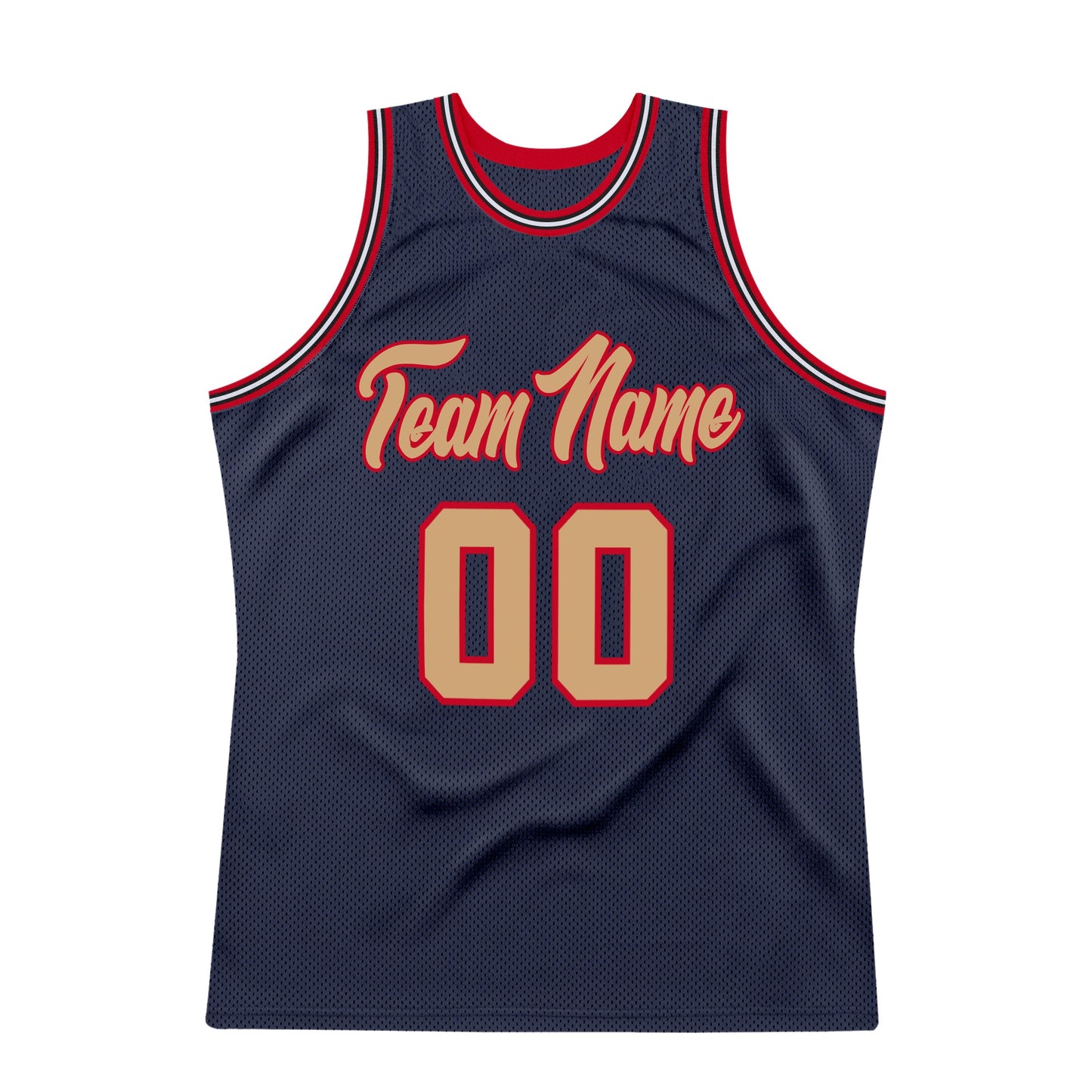 Custom Navy Old Gold-Red Authentic Throwback Basketball Jersey - Sky-Custom