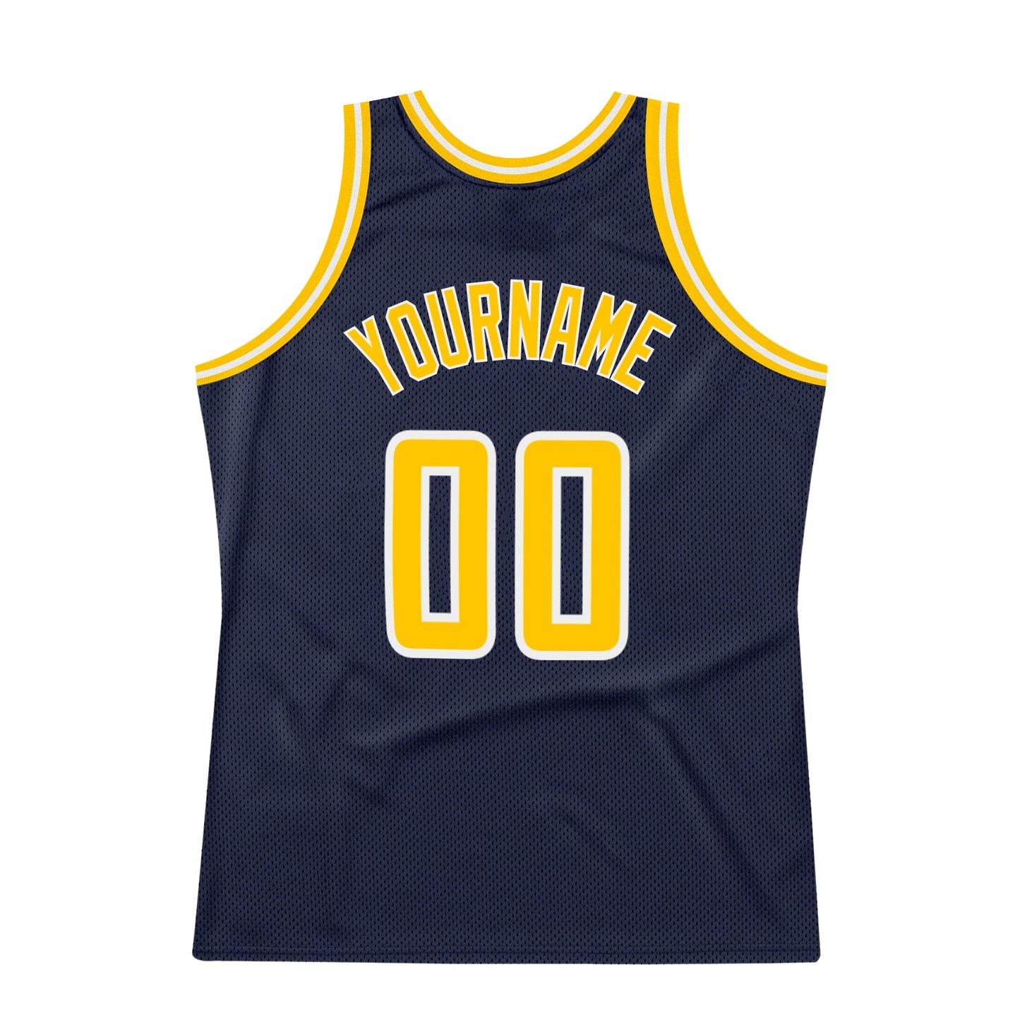Custom Navy Gold-White Authentic Throwback Basketball Jersey - Sky-Custom