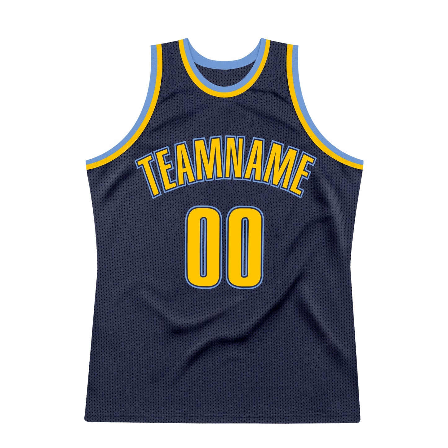 Custom Navy Gold-Light Blue Authentic Throwback Basketball Jersey - Sky-Custom