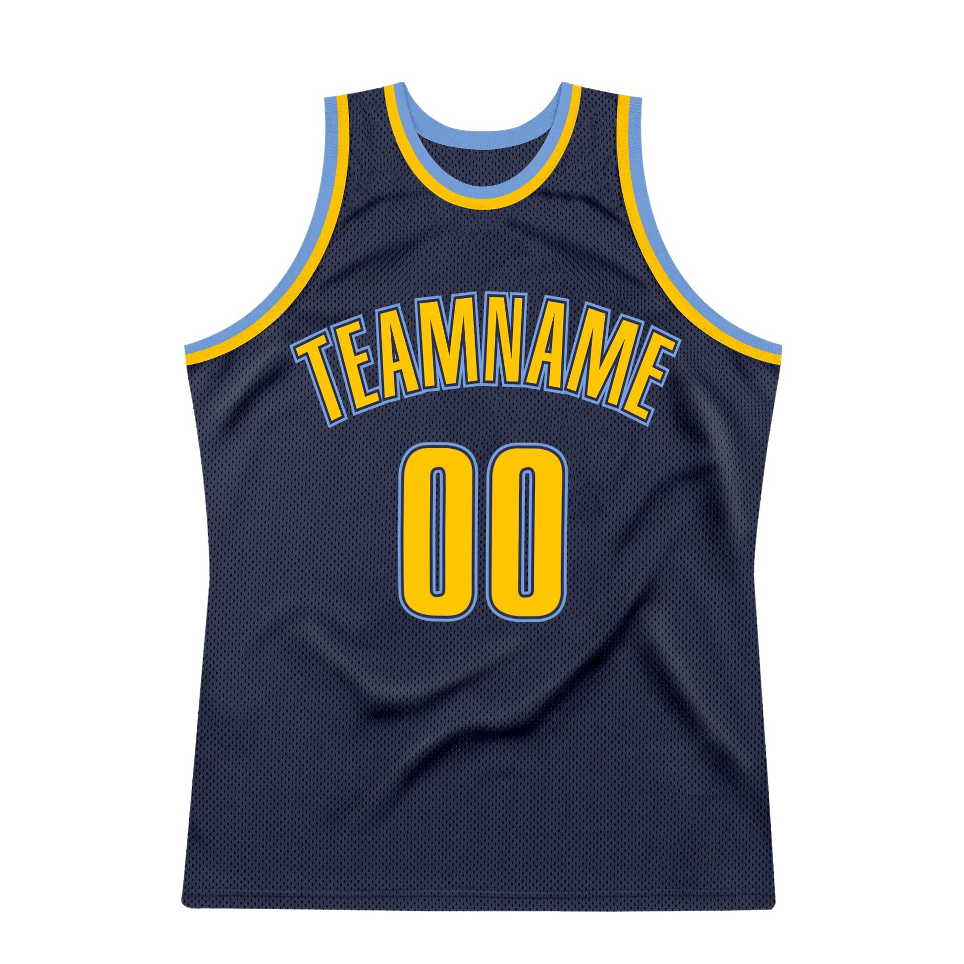 Custom Navy Gold-Light Blue Authentic Throwback Basketball Jersey - Sky-Custom