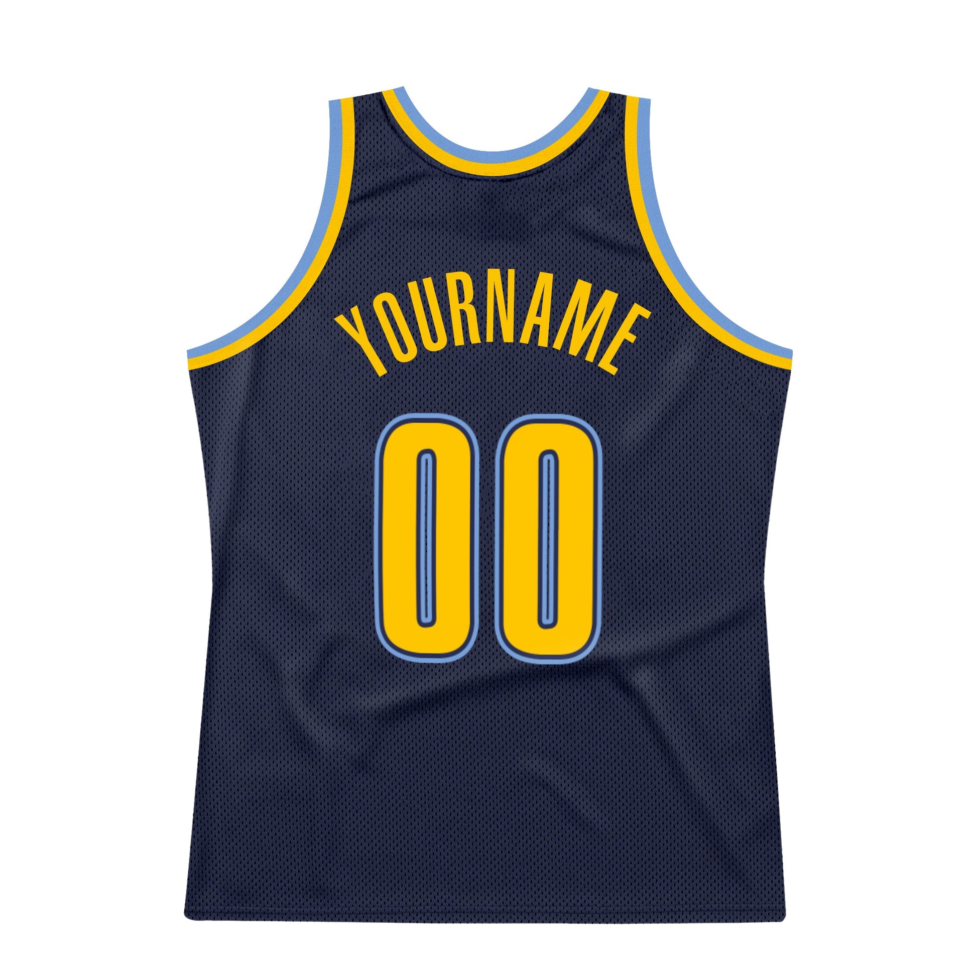 Custom Navy Gold-Light Blue Authentic Throwback Basketball Jersey - Sky-Custom