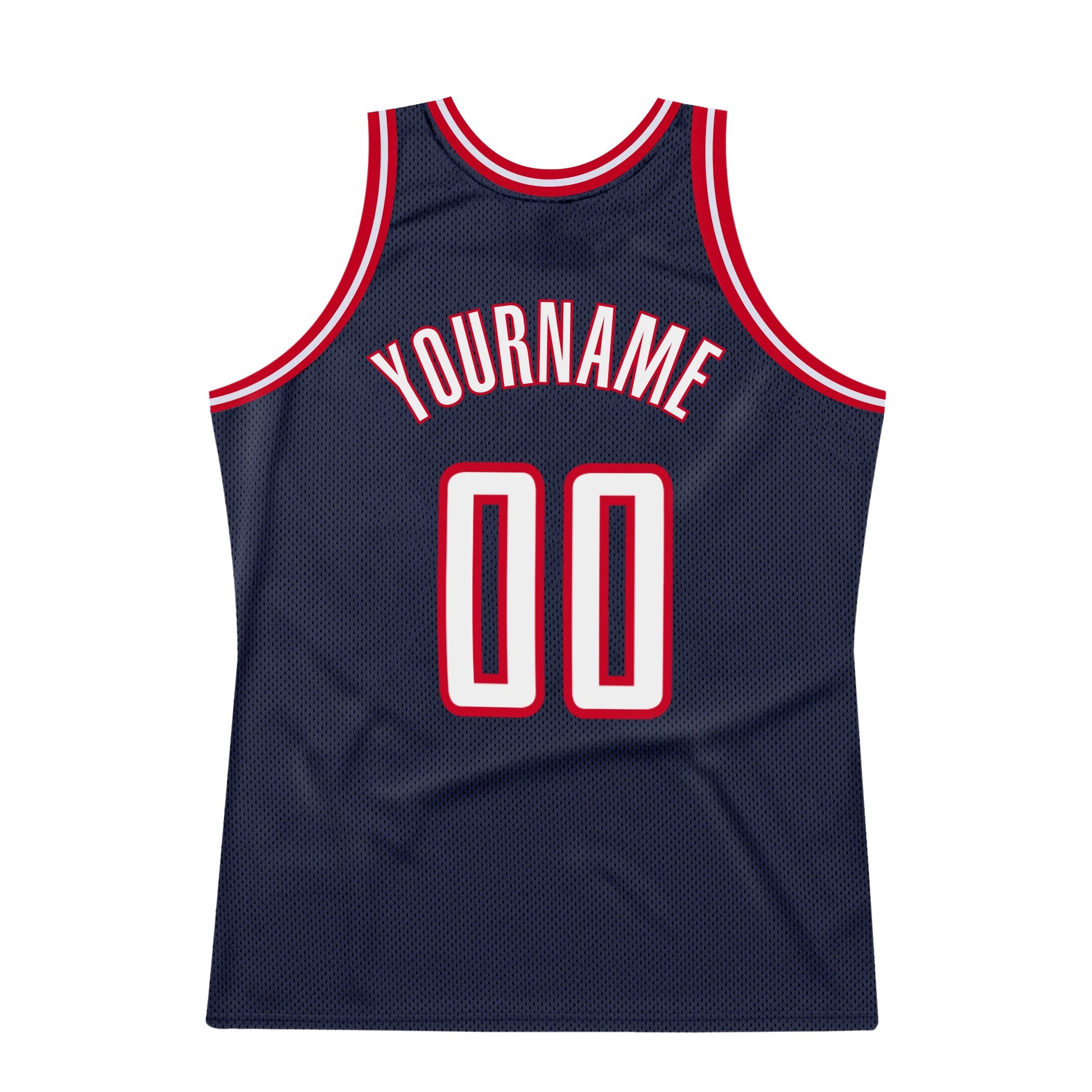 Custom Navy White-Red Authentic Throwback Basketball Jersey - Sky-Custom
