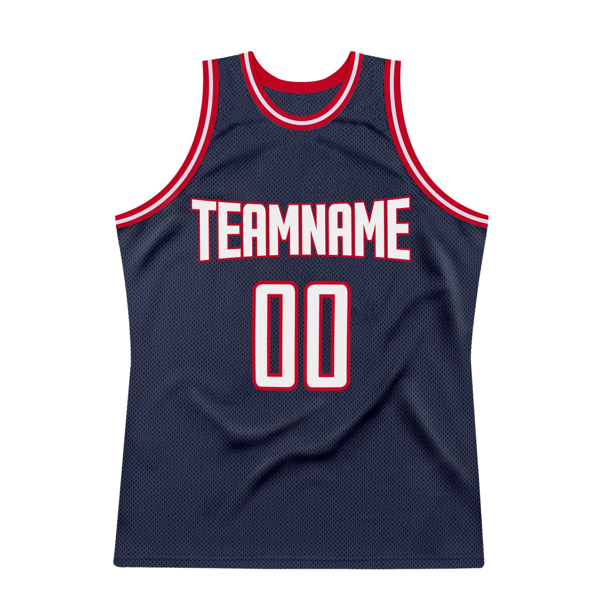 Custom Navy White-Red Authentic Throwback Basketball Jersey - Sky-Custom