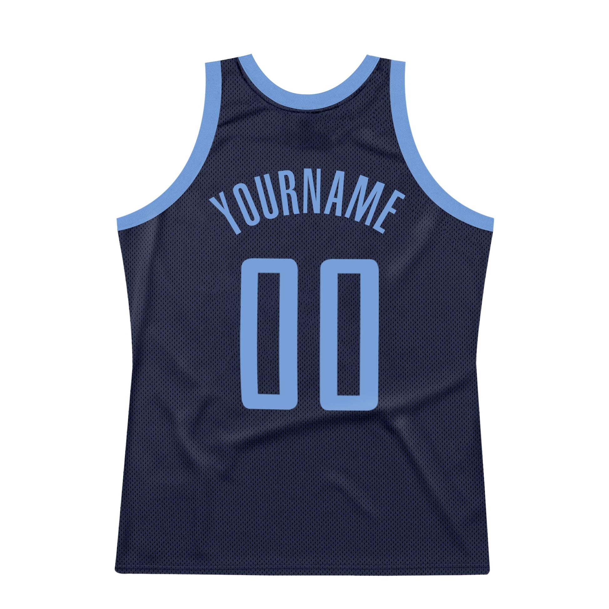 Custom Navy Light Blue Authentic Throwback Basketball Jersey - Sky-Custom