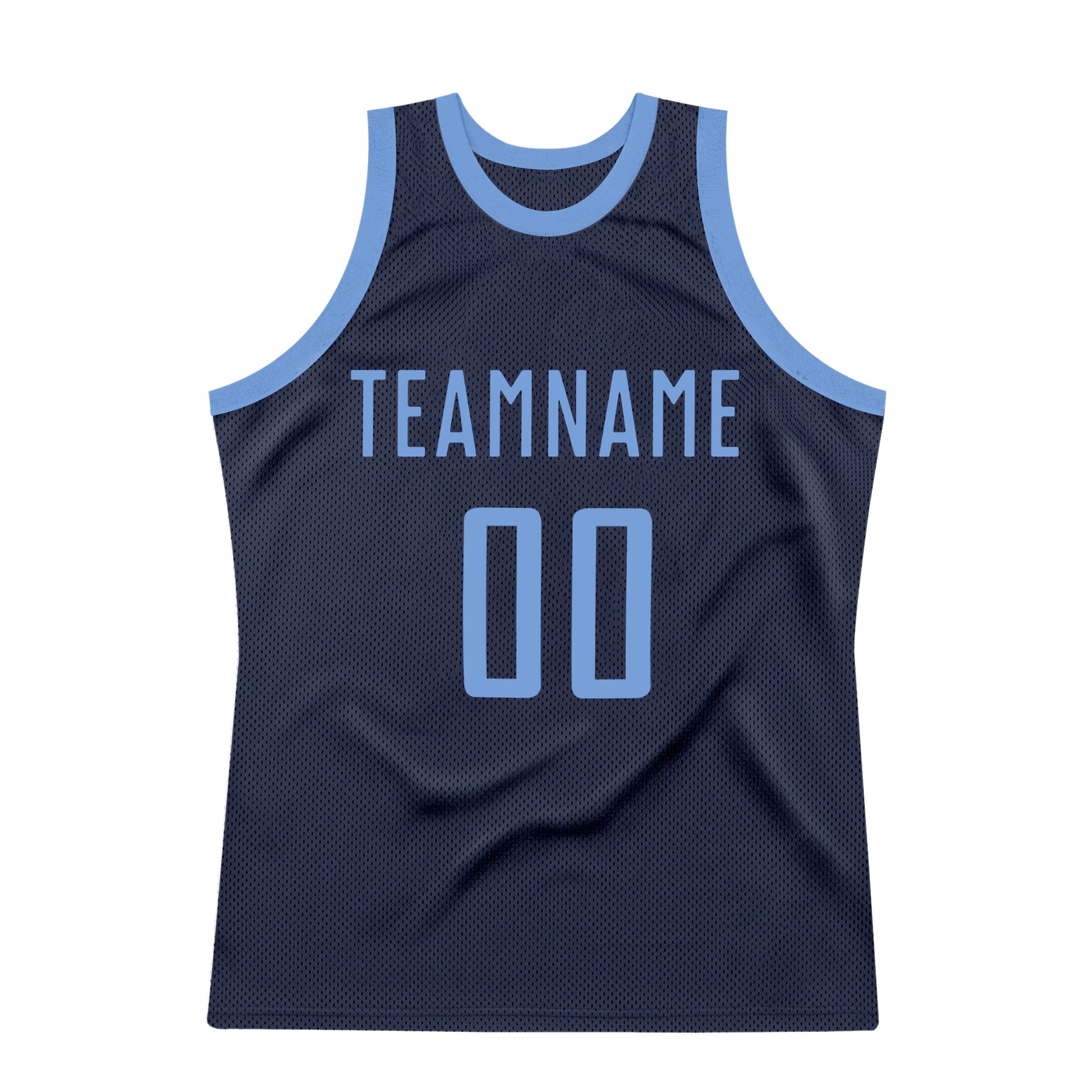 Custom Navy Light Blue Authentic Throwback Basketball Jersey - Sky-Custom