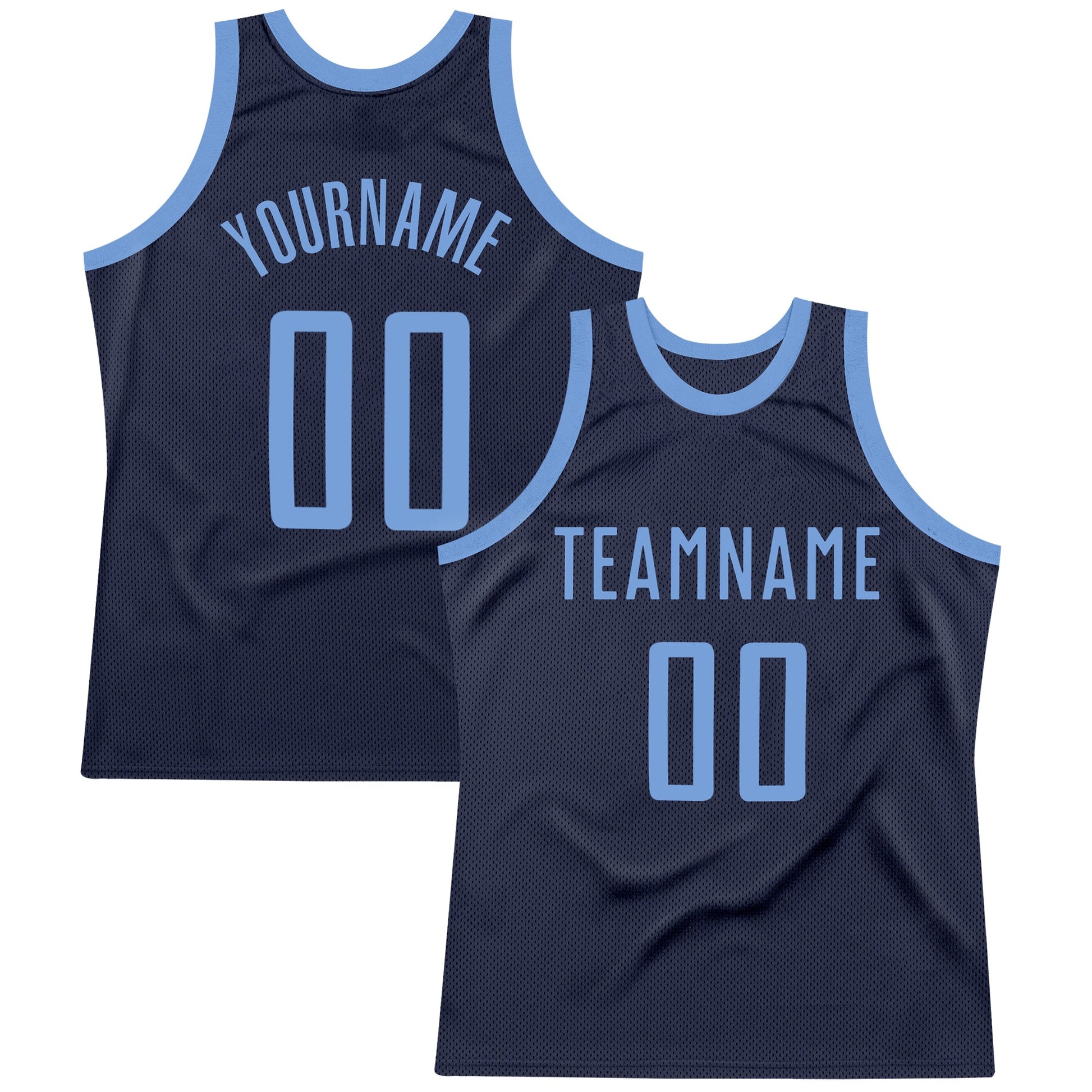 Custom Navy Light Blue Authentic Throwback Basketball Jersey - Sky-Custom
