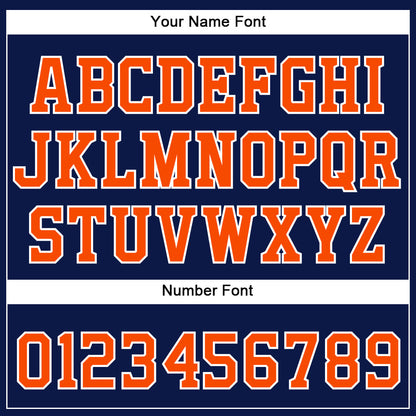 Custom Navy Orange-White Authentic Baseball Jersey - Sky-Custom