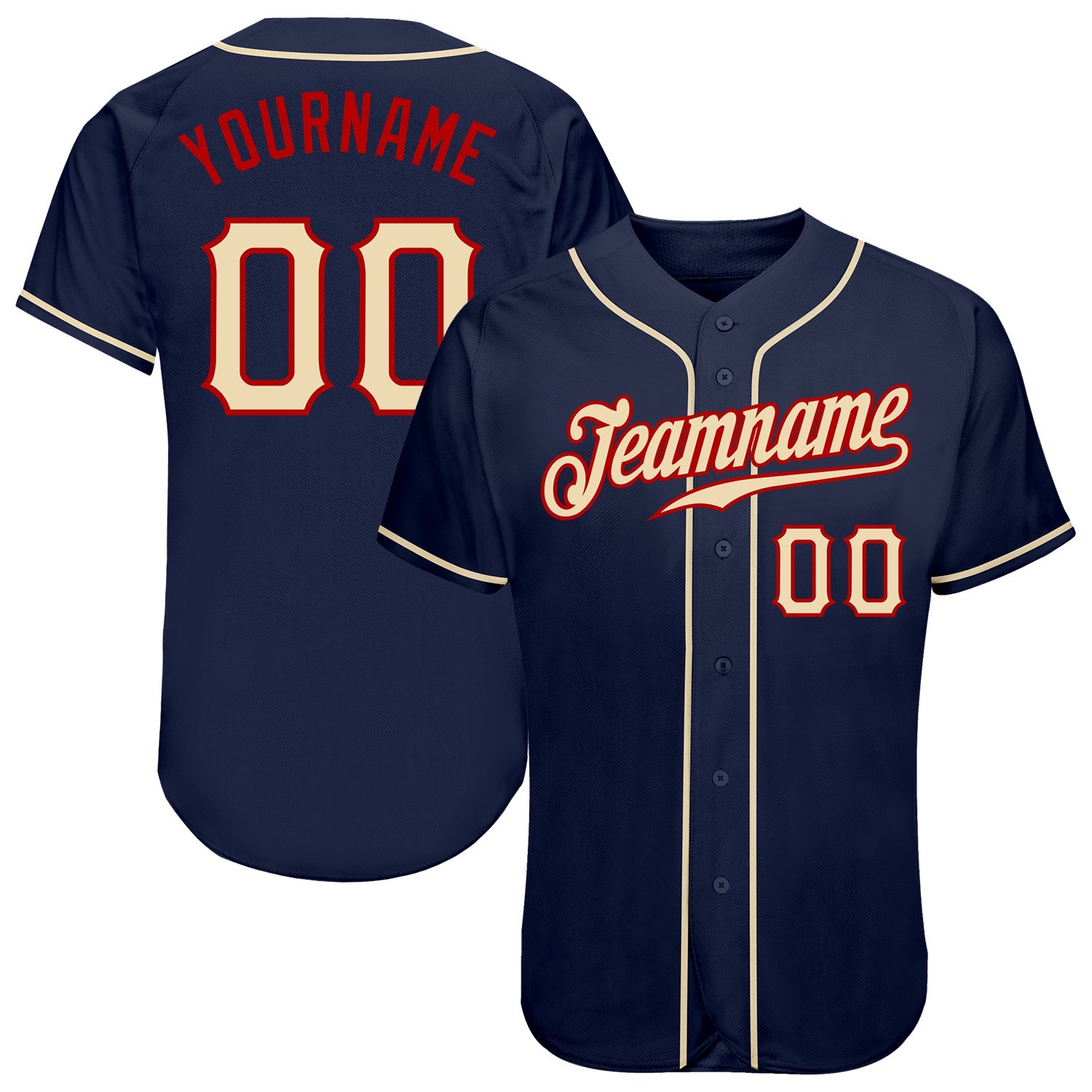 Custom Navy City Cream-Red Authentic Baseball Jersey - Sky-Custom
