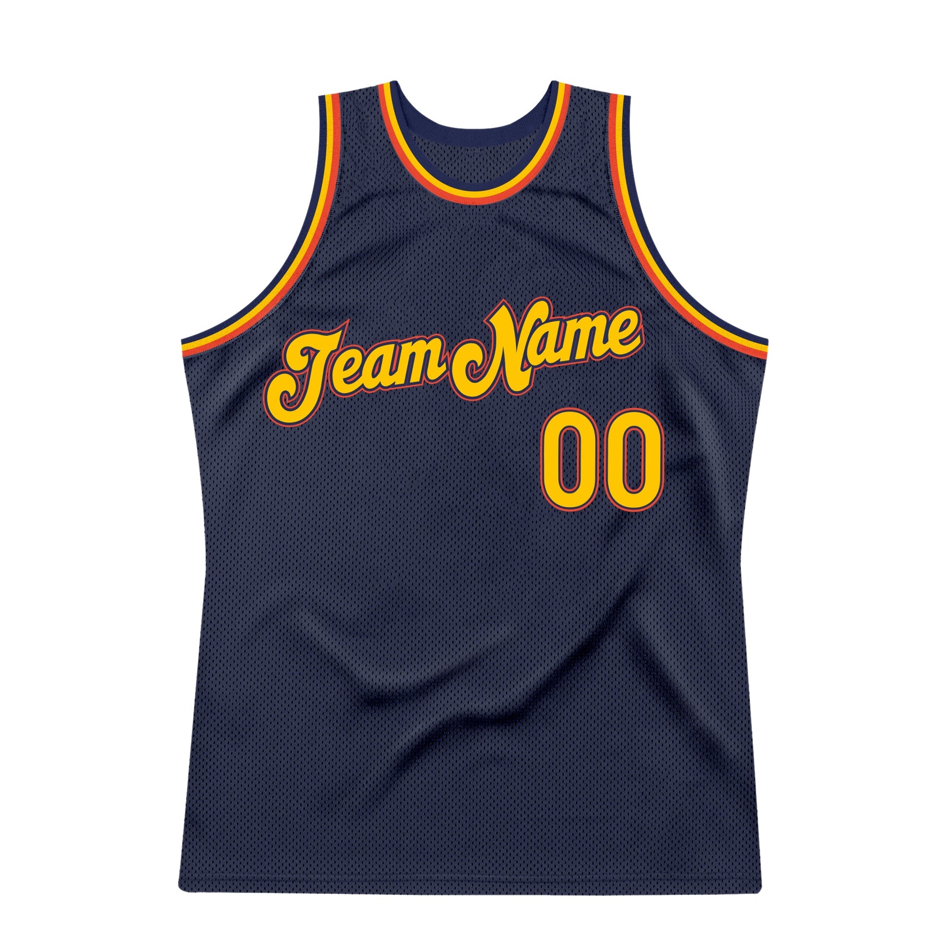 Custom Navy Gold-Orange Authentic Throwback Basketball Jersey - Sky-Custom