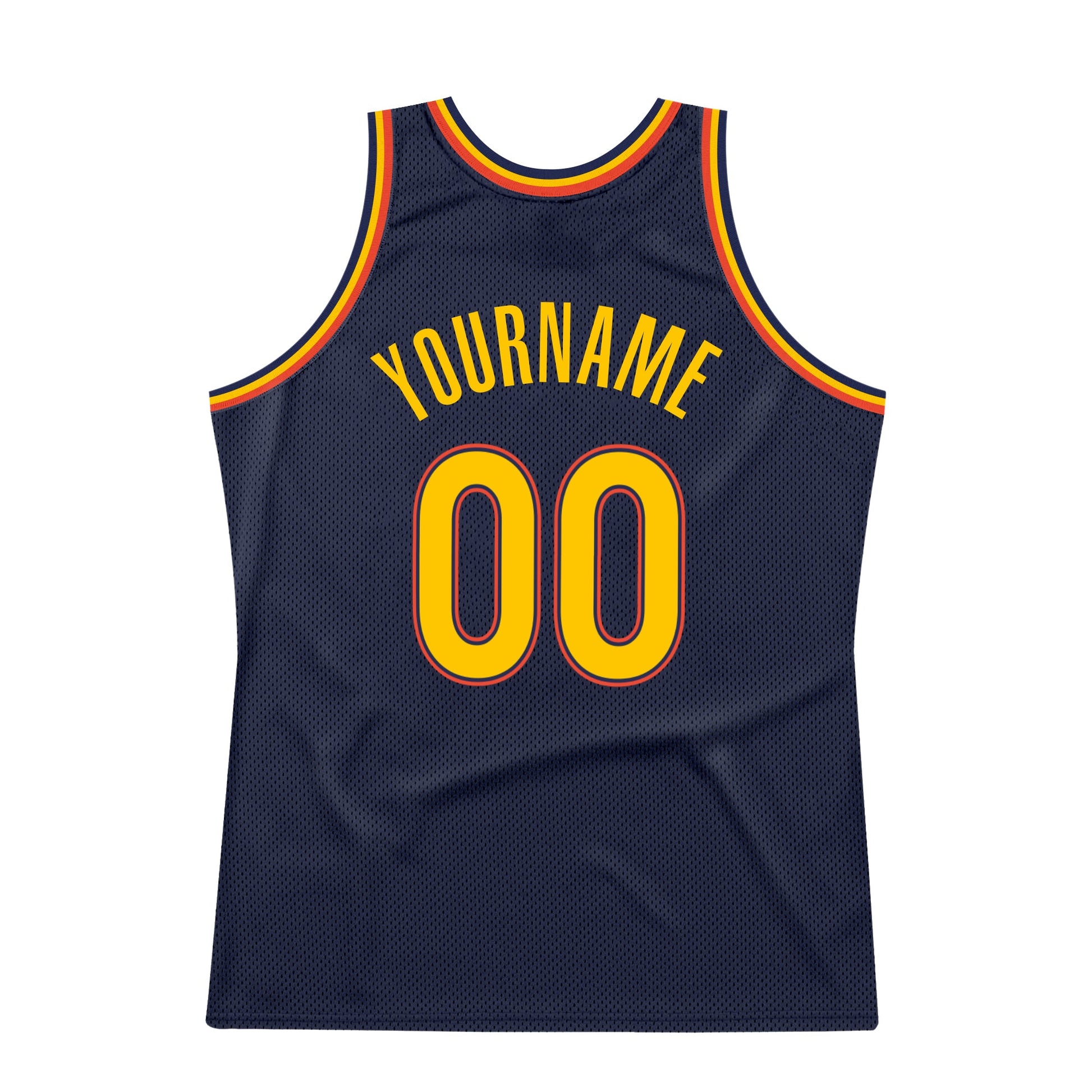 Custom Navy Gold-Orange Authentic Throwback Basketball Jersey - Sky-Custom