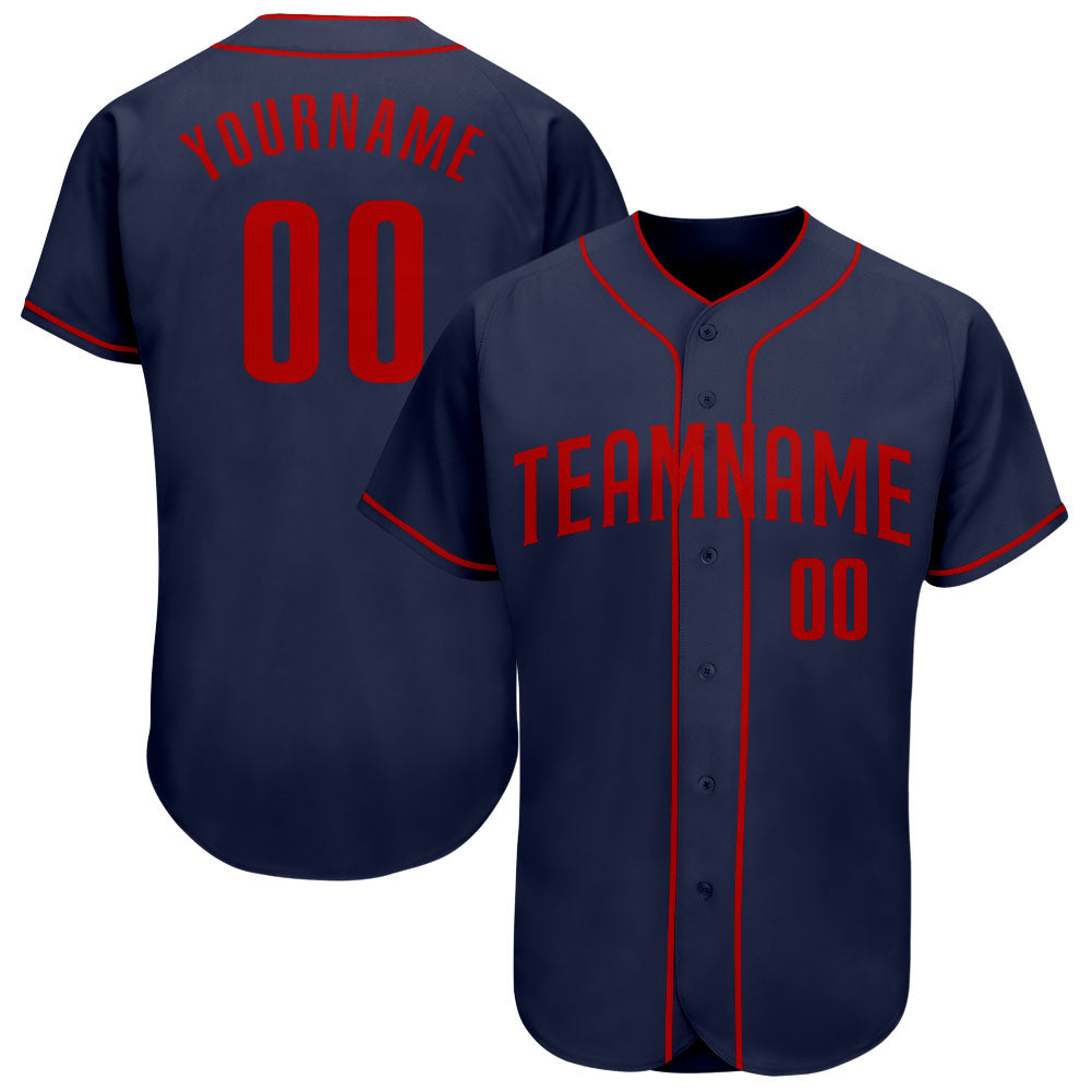 Custom Navy Red Authentic Baseball Jersey - Sky-Custom