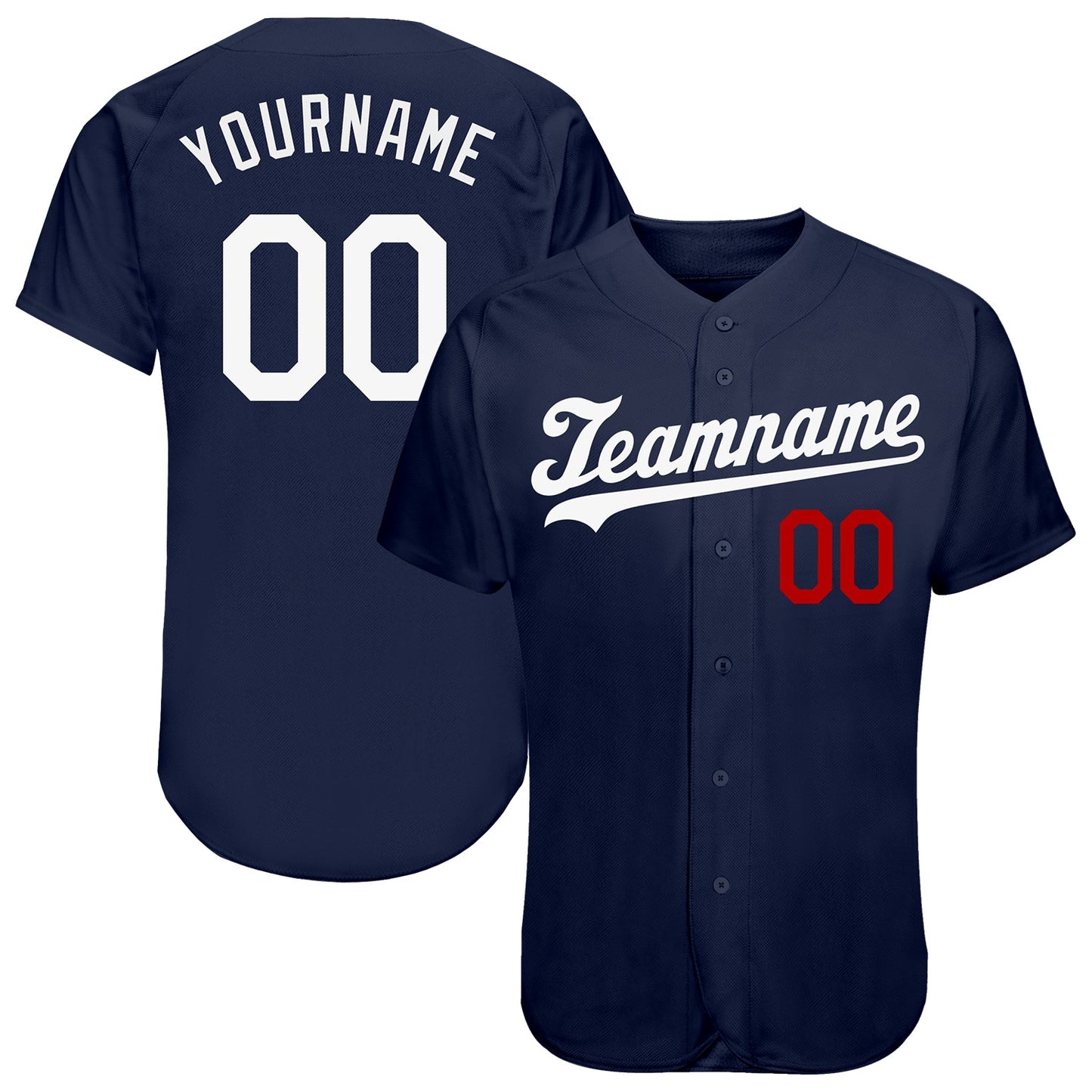 Custom Navy White-Red Authentic Baseball Jersey - Sky-Custom