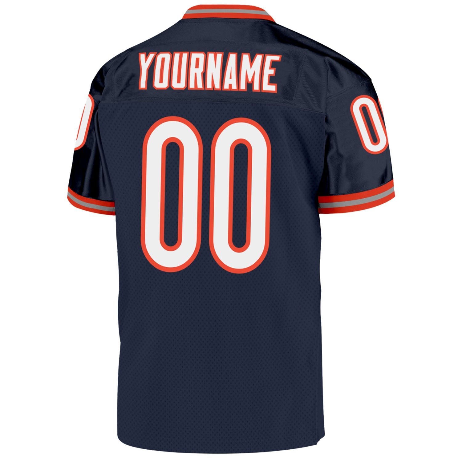 Custom Navy White-Orange Mesh Authentic Throwback Football Jersey - Sky-Custom