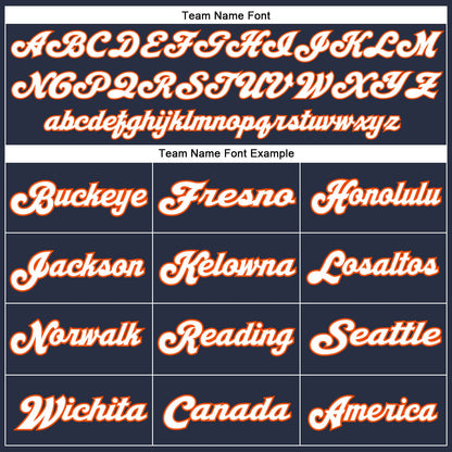 Custom Navy White-Orange Mesh Authentic Throwback Football Jersey - Sky-Custom