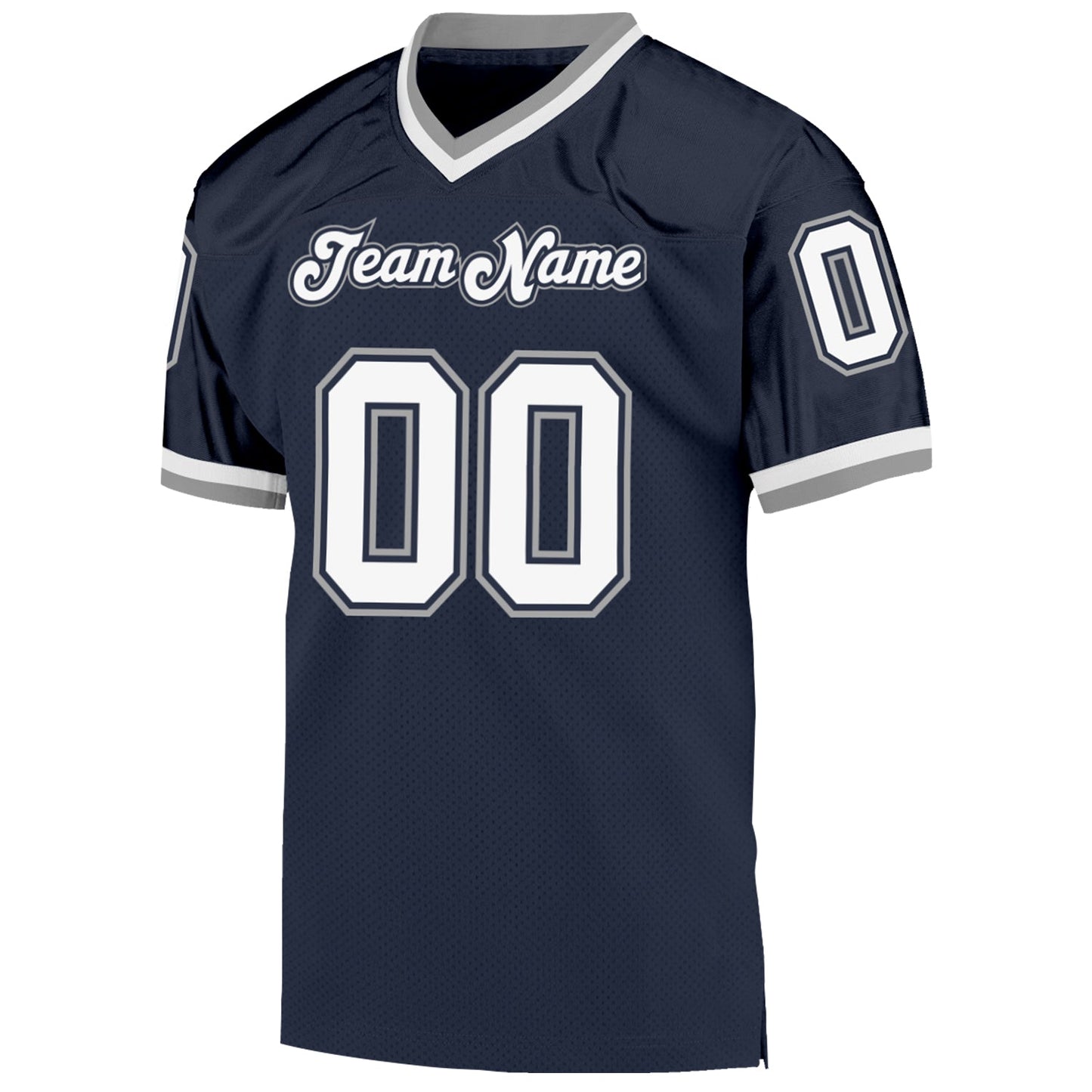 Custom Navy White-Gray Mesh Authentic Throwback Football Jersey - Sky-Custom