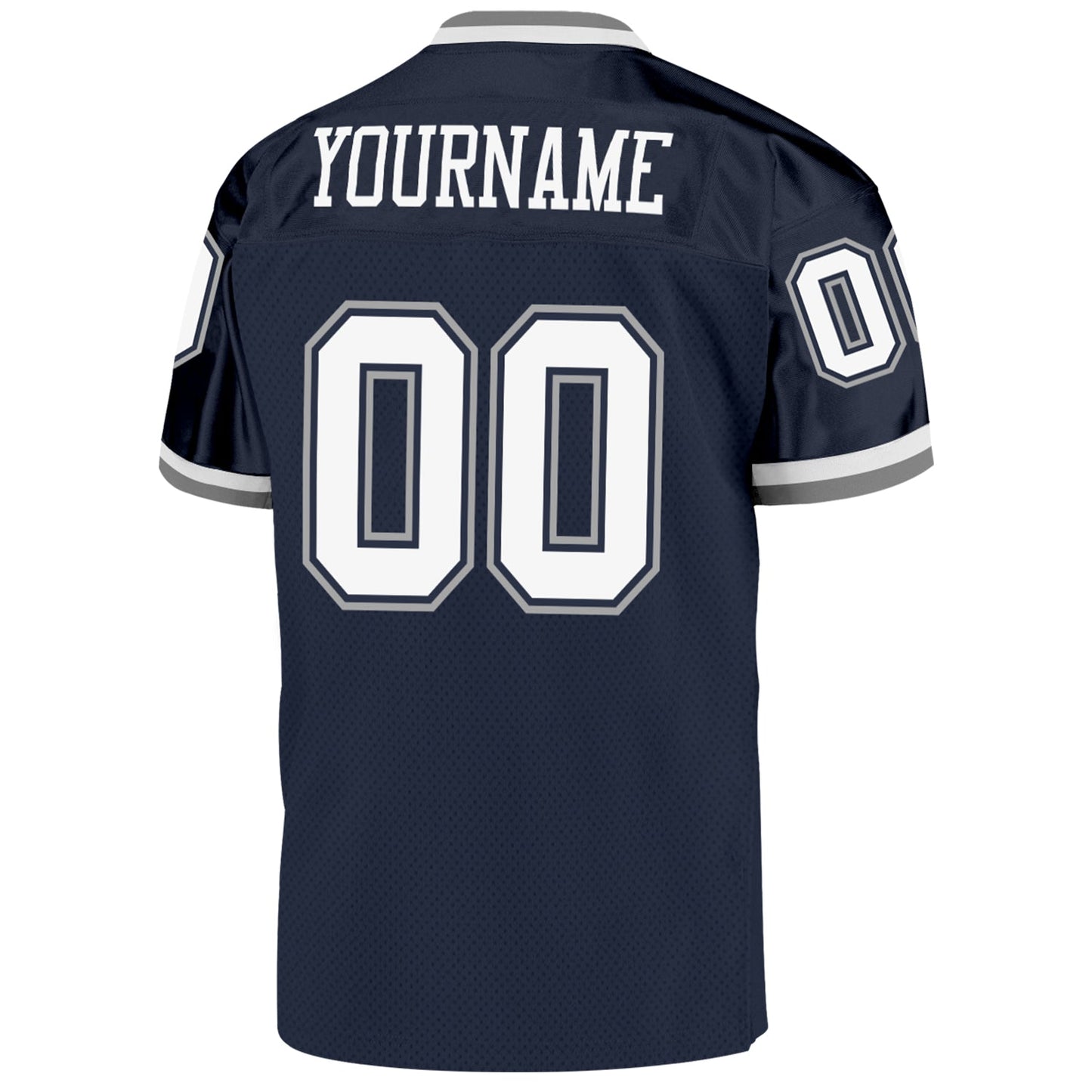 Custom Navy White-Gray Mesh Authentic Throwback Football Jersey - Sky-Custom