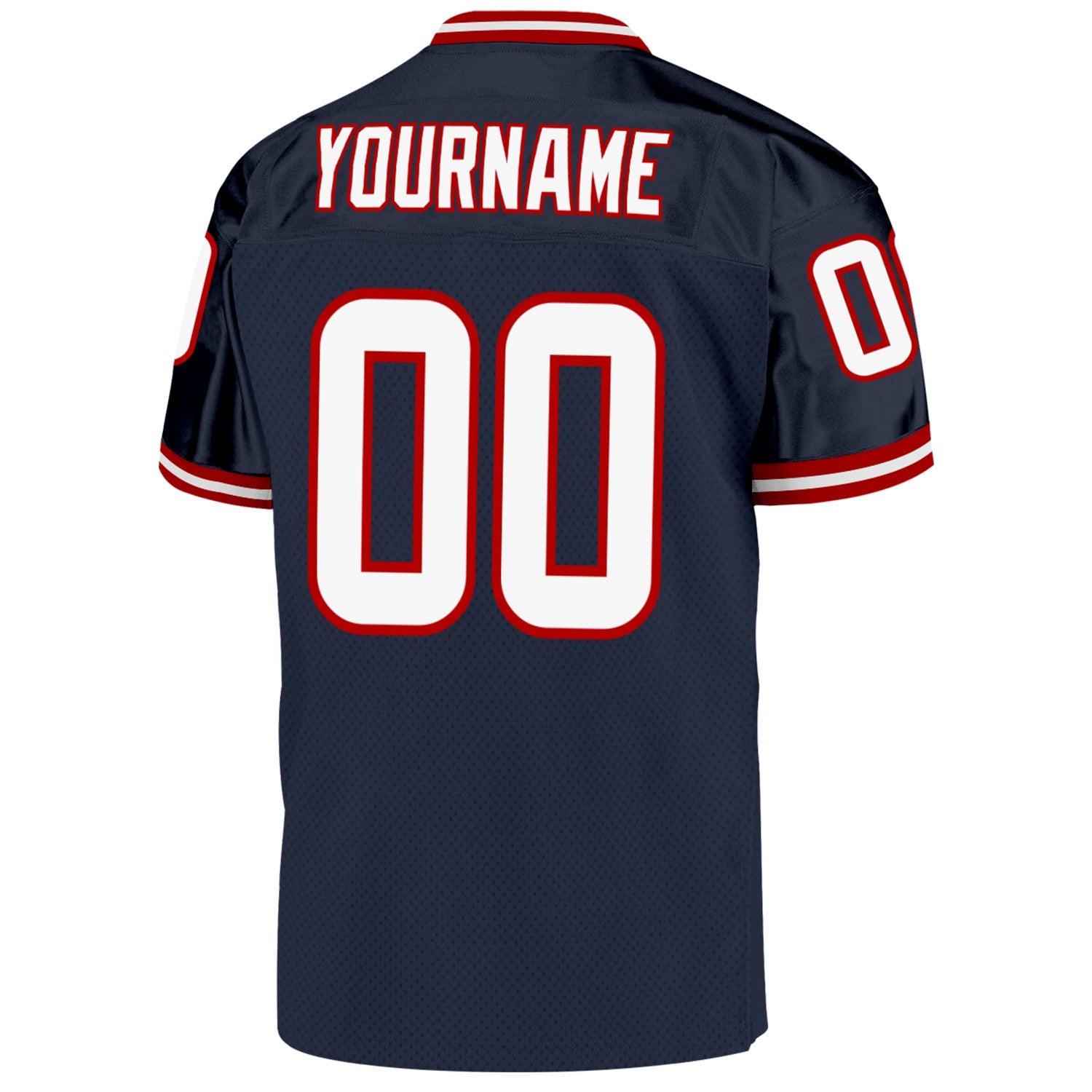 Custom Navy White-Red Mesh Authentic Throwback Football Jersey - Sky-Custom