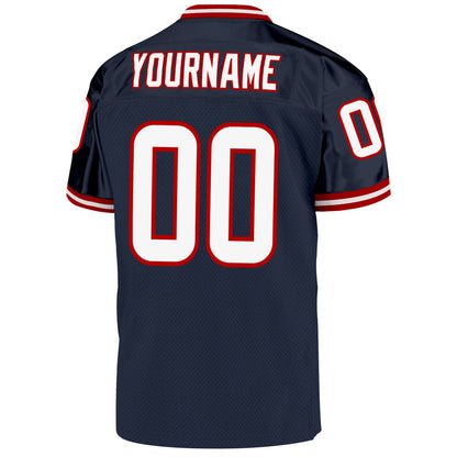 Custom Navy White-Red Mesh Authentic Throwback Football Jersey - Sky-Custom