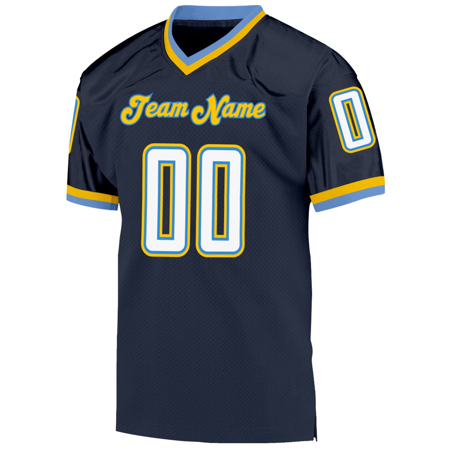 Custom Navy White-Powder Blue Mesh Authentic Throwback Football Jersey - Sky-Custom