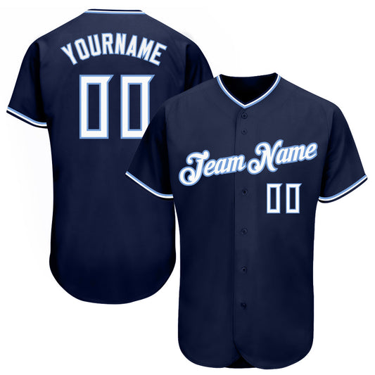 Custom Navy White-Light Blue Authentic Baseball Jersey - Sky-Custom
