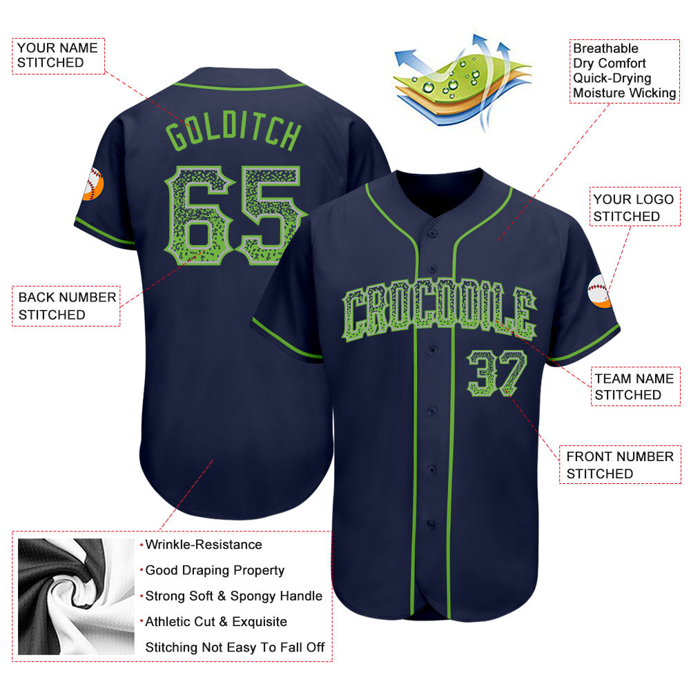 Custom Navy Neon Green-Gray Authentic Drift Fashion Baseball Jersey - Sky-Custom