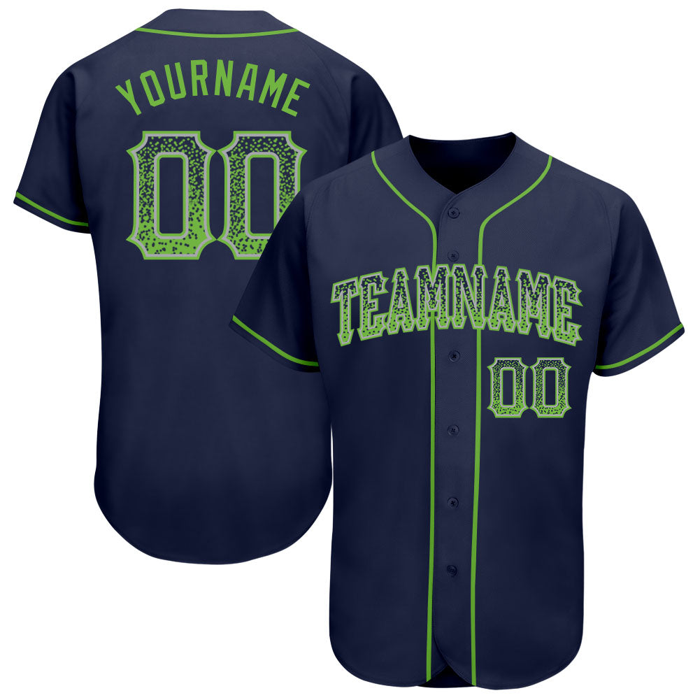 Custom Navy Neon Green-Gray Authentic Drift Fashion Baseball Jersey - Sky-Custom