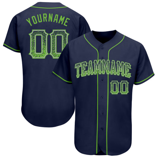 Custom Navy Neon Green-Gray Authentic Drift Fashion Baseball Jersey - Sky-Custom
