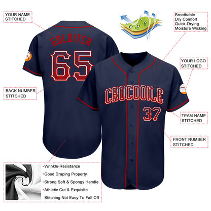 Custom Navy Red-White Authentic Drift Fashion Baseball Jersey - Sky-Custom