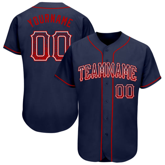 Custom Navy Red-White Authentic Drift Fashion Baseball Jersey - Sky-Custom