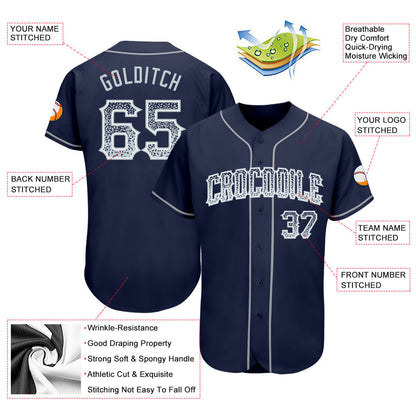 Custom Navy Silver-White Authentic Drift Fashion Baseball Jersey - Sky-Custom