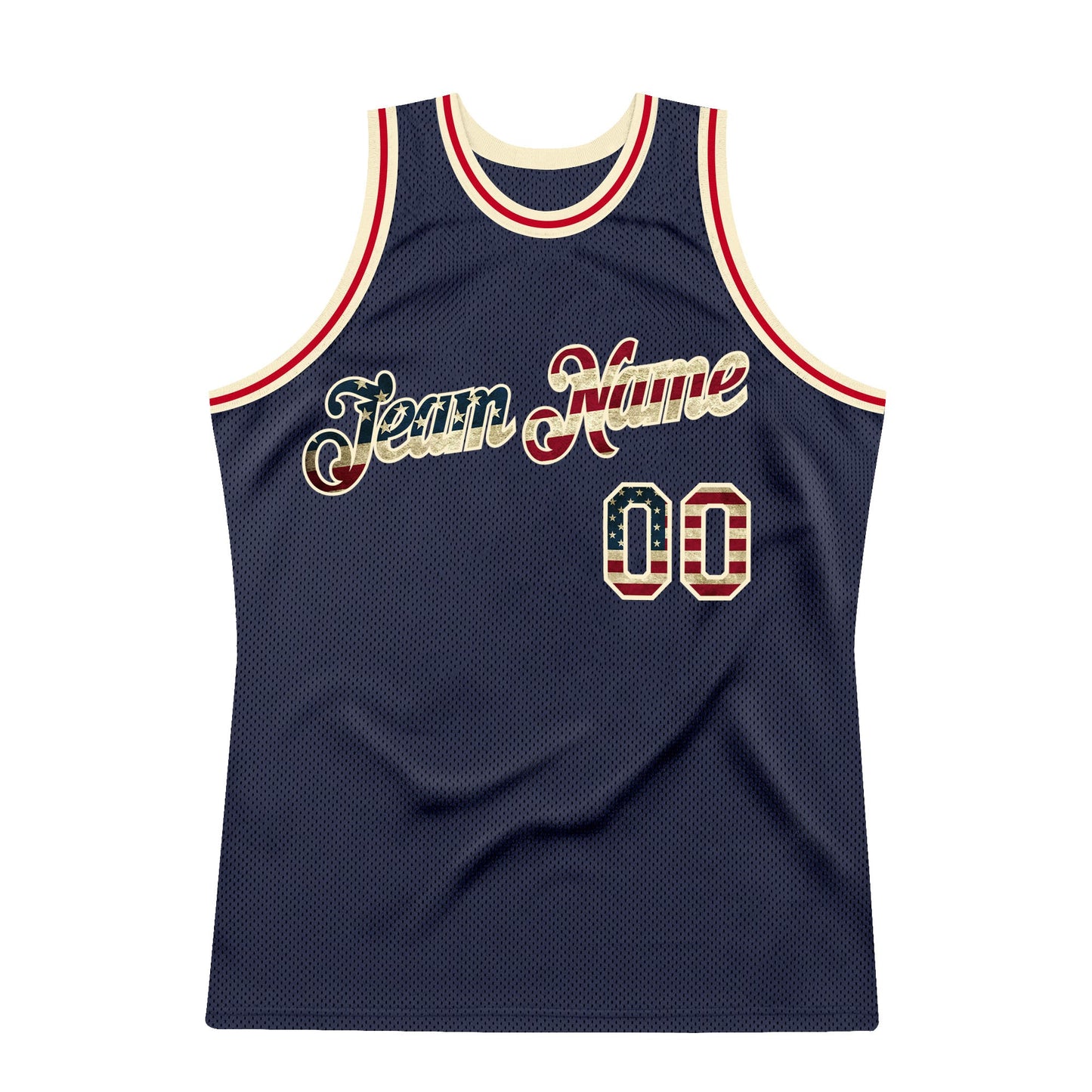 Custom Navy Vintage USA Flag-Cream Authentic Throwback Basketball Jersey - Sky-Custom