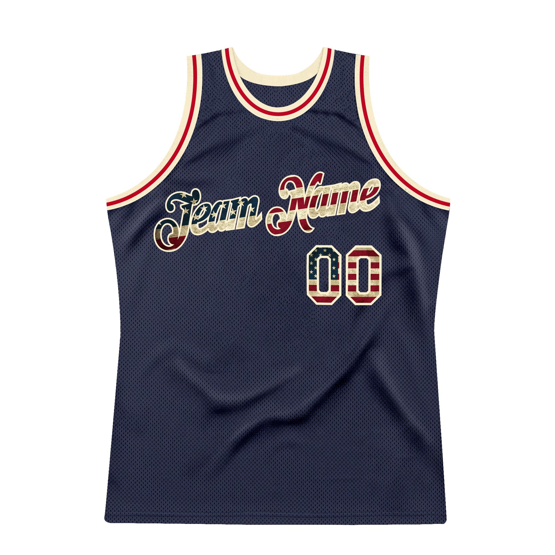 Custom Navy Vintage USA Flag-Cream Authentic Throwback Basketball Jersey - Sky-Custom