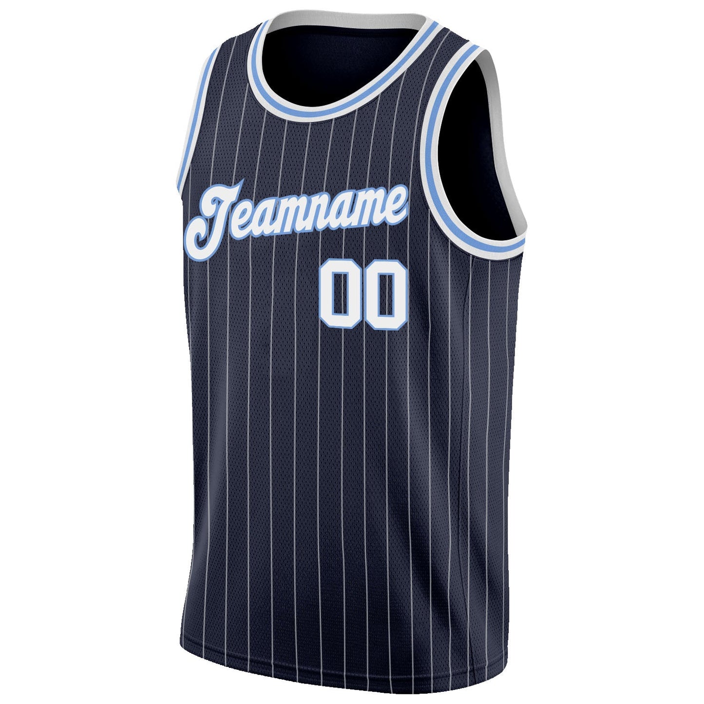 Custom Navy White Pinstripe White-Light Blue Authentic Basketball Jersey - Sky-Custom