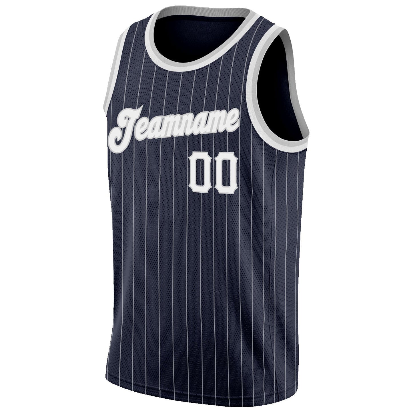 Custom Navy White Pinstripe White-Gray Authentic Basketball Jersey - Sky-Custom