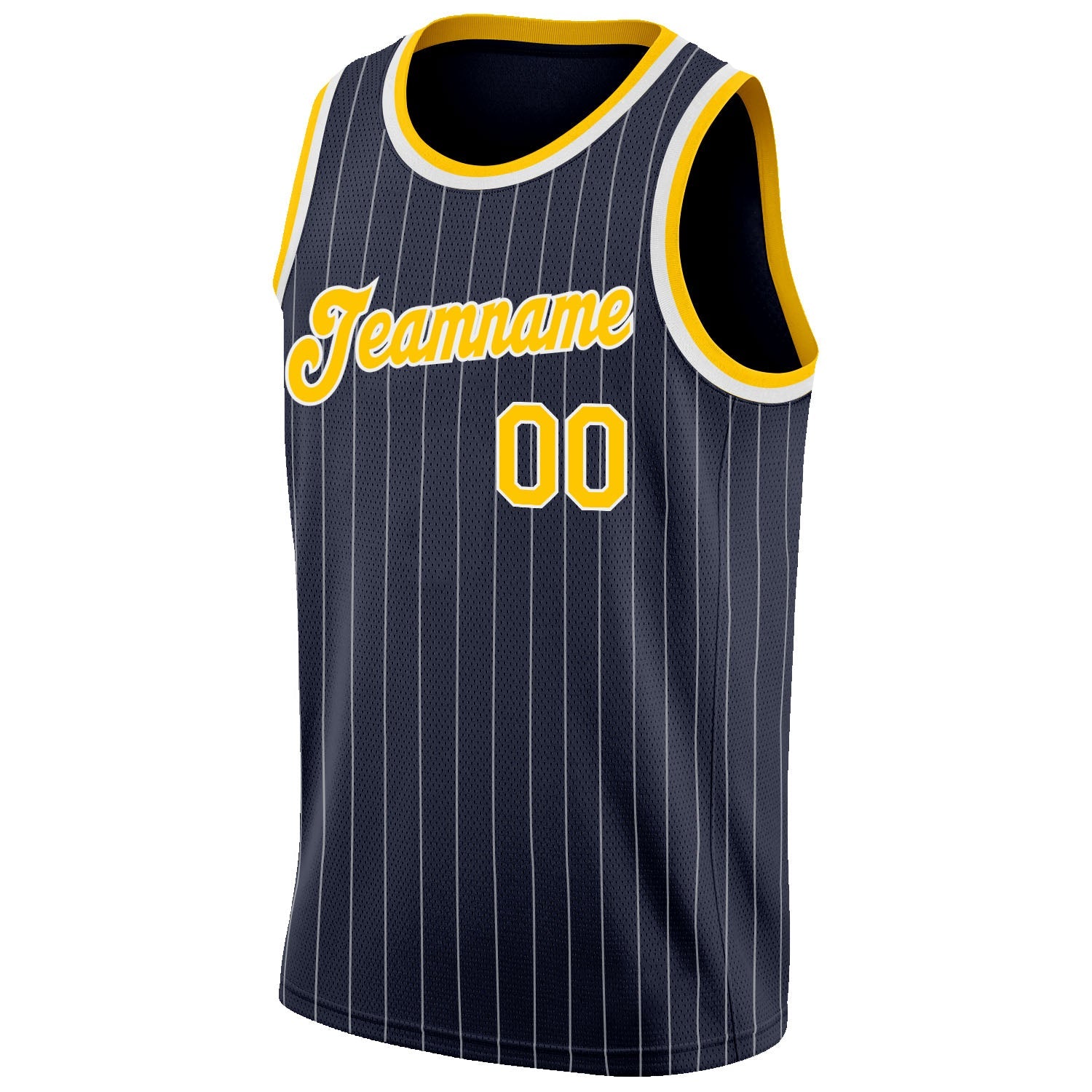 Custom Navy White Pinstripe Gold-White Authentic Basketball Jersey - Sky-Custom