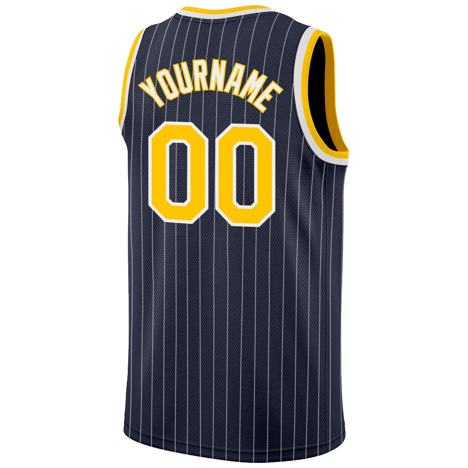 Custom Navy White Pinstripe Gold-White Authentic Basketball Jersey - Sky-Custom