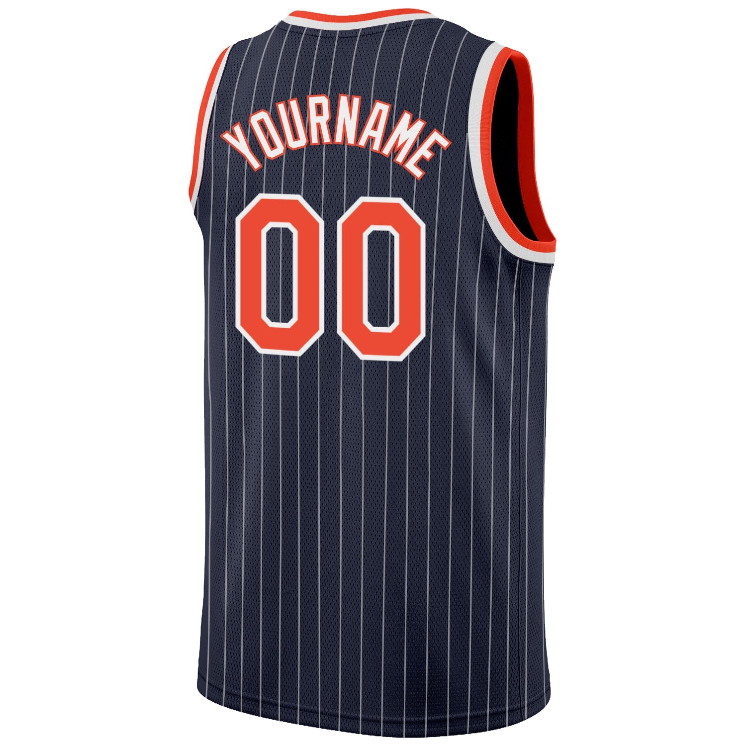 Custom Navy White Pinstripe Orange-White Authentic Basketball Jersey - Sky-Custom