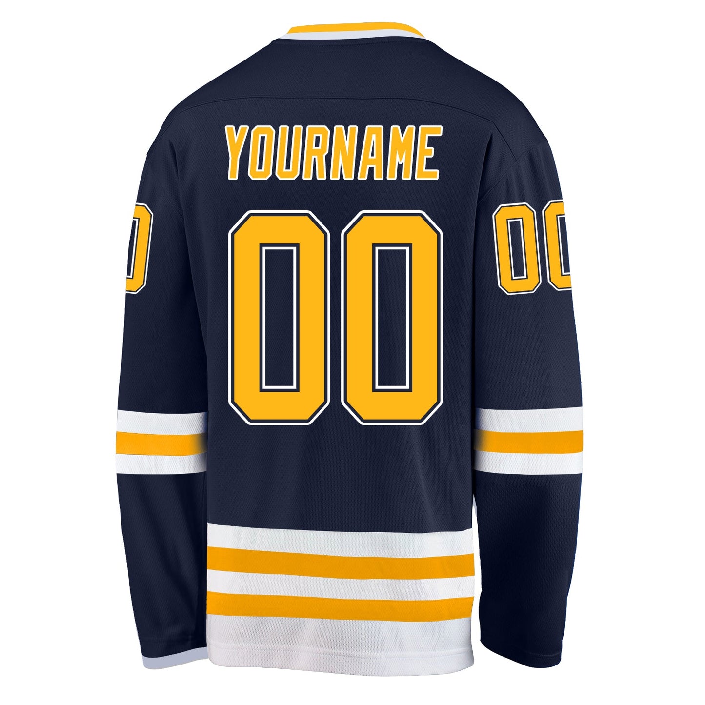 Custom Navy Gold-White Hockey Jersey - Sky-Custom