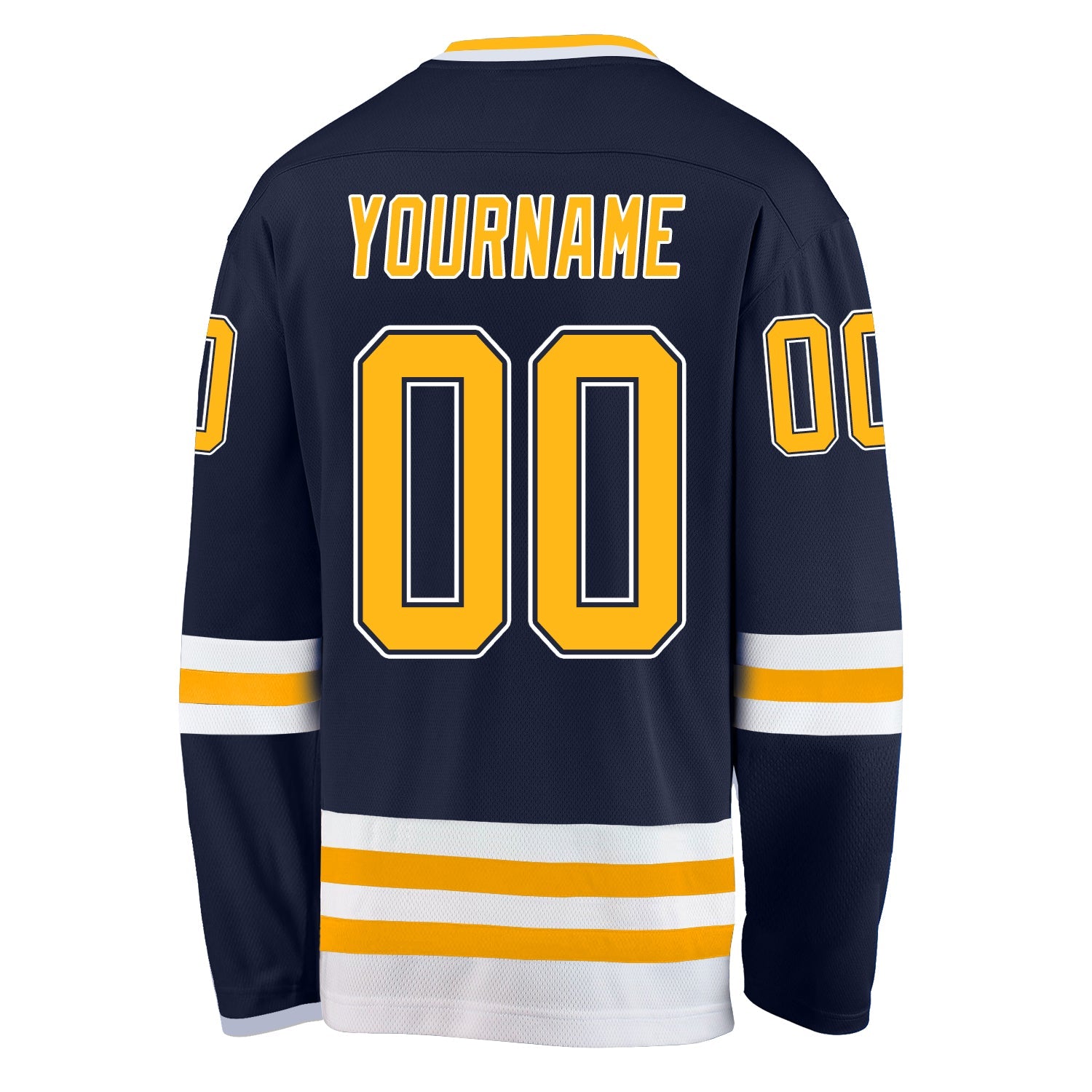 Custom Navy Gold-White Hockey Jersey - Sky-Custom