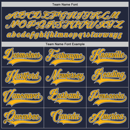 Custom Navy Gold-White Hockey Jersey - Sky-Custom
