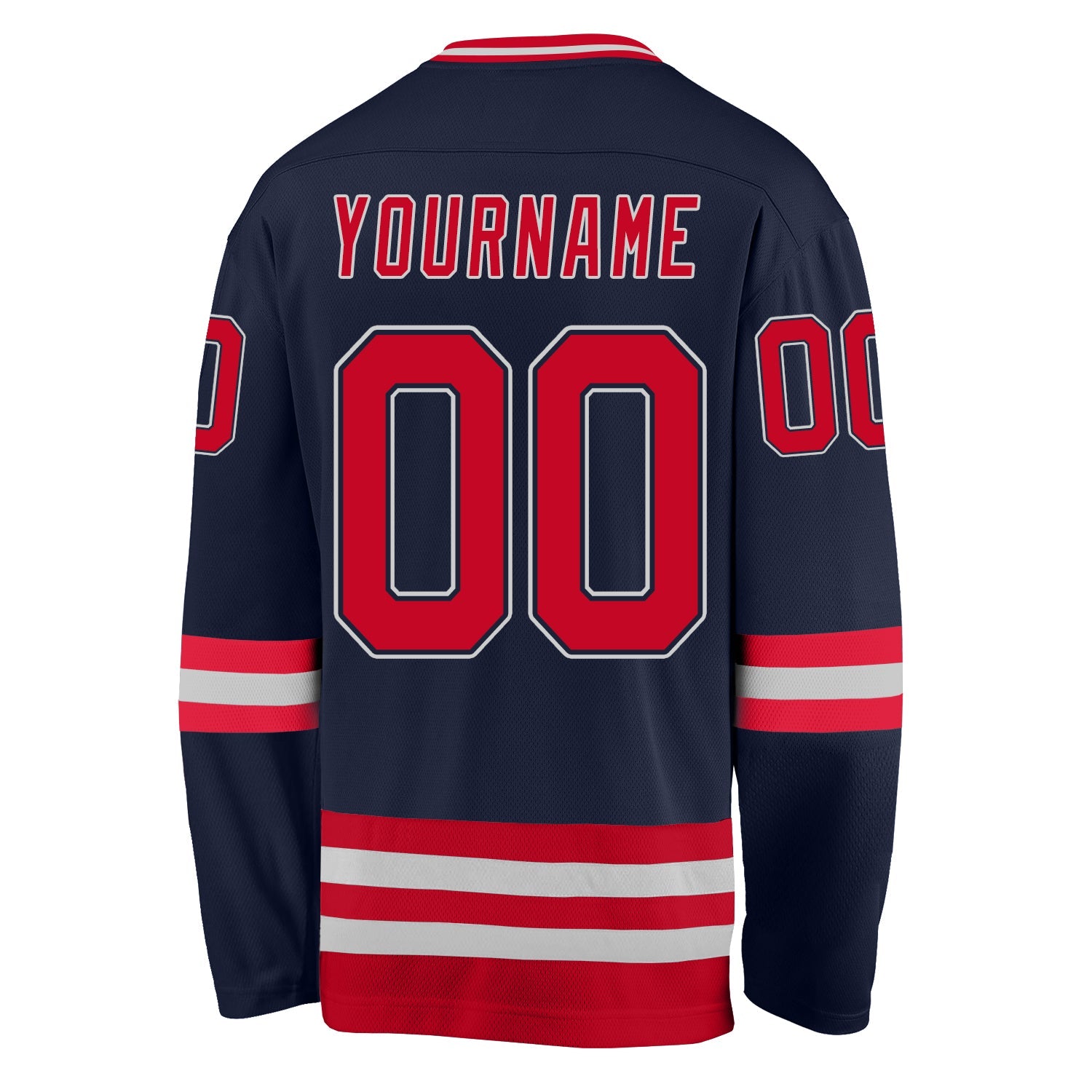 Custom Navy Red-Gray Hockey Jersey - Sky-Custom