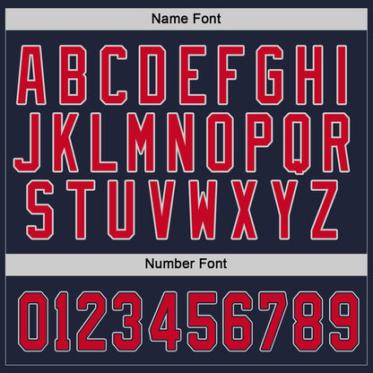 Custom Navy Red-Gray Hockey Jersey - Sky-Custom