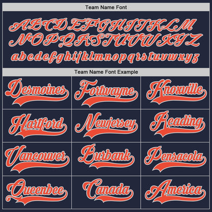 Custom Navy Orange-Gray Hockey Jersey - Sky-Custom