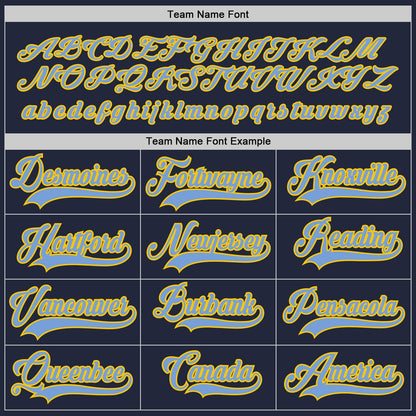 Custom Navy Light Blue-Gold Hockey Jersey - Sky-Custom