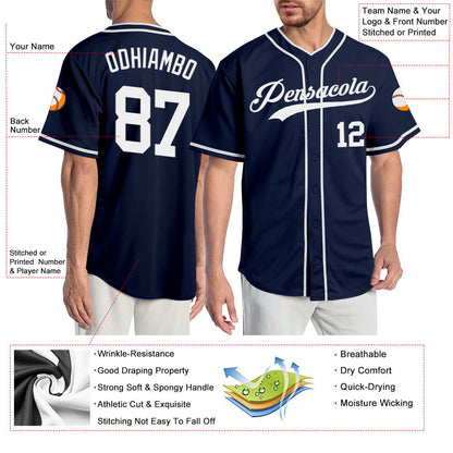 Custom Navy White Authentic Baseball Jersey - Sky-Custom