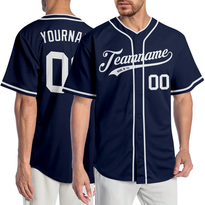 Custom Navy White Authentic Baseball Jersey - Sky-Custom